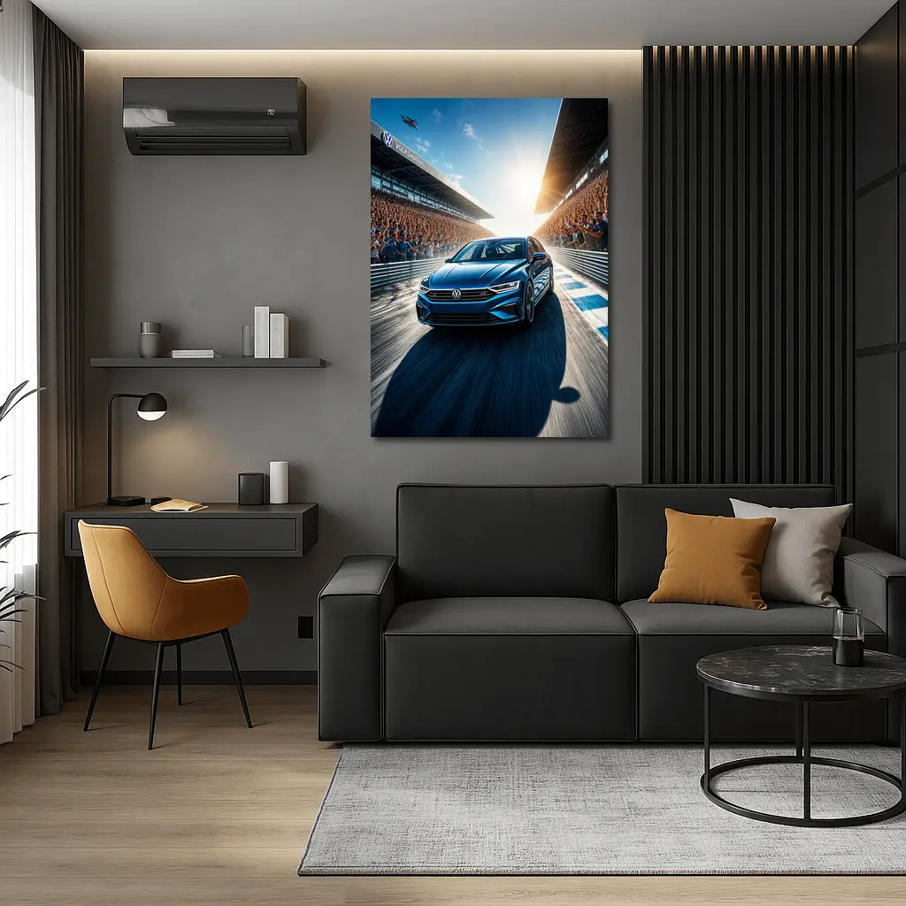 Volkswagen Passat Racing on Sunlit Track – Wall Art