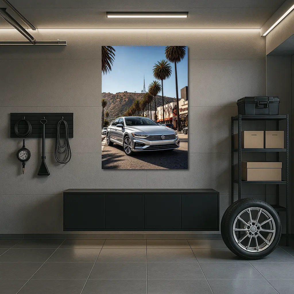 Volkswagen Passat Silver Los Angeles Palm Trees – Wall Art