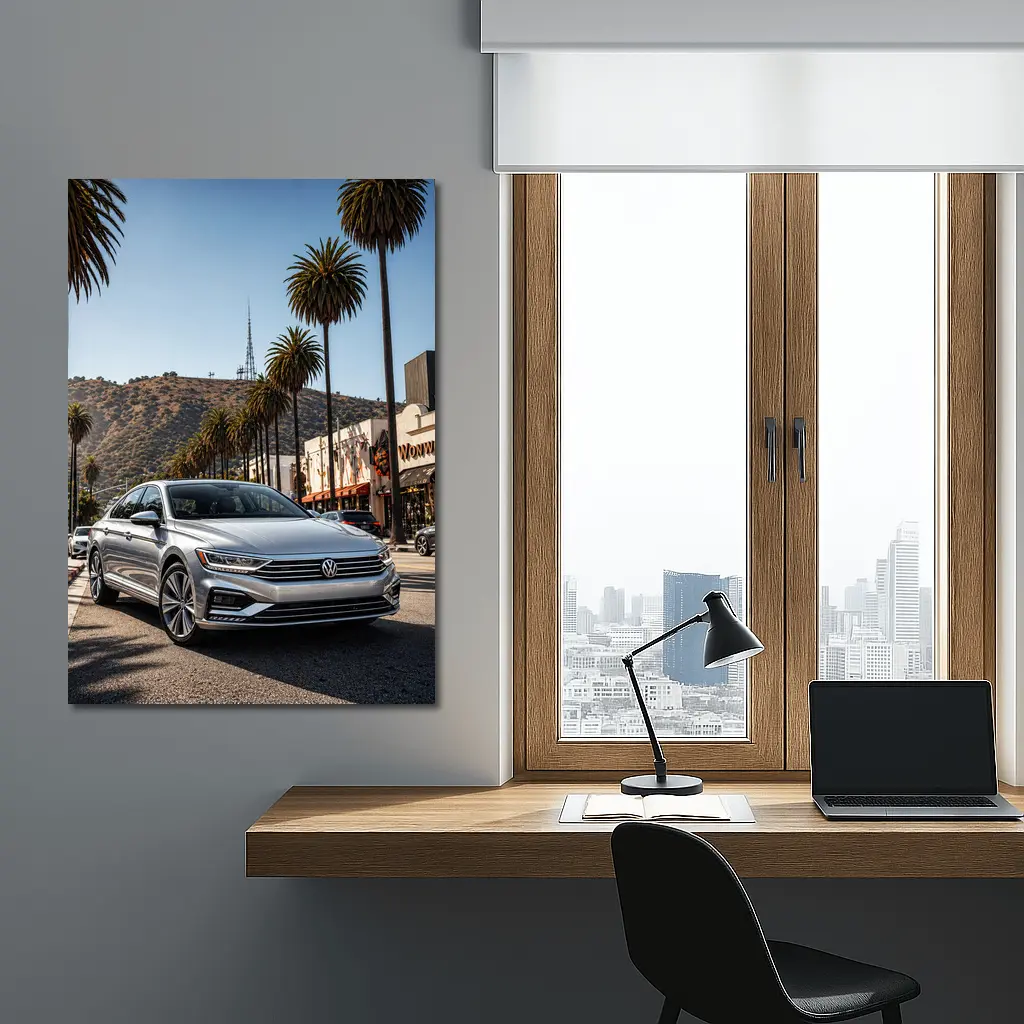 Volkswagen Passat Silver Los Angeles Palm Trees – Wall Art