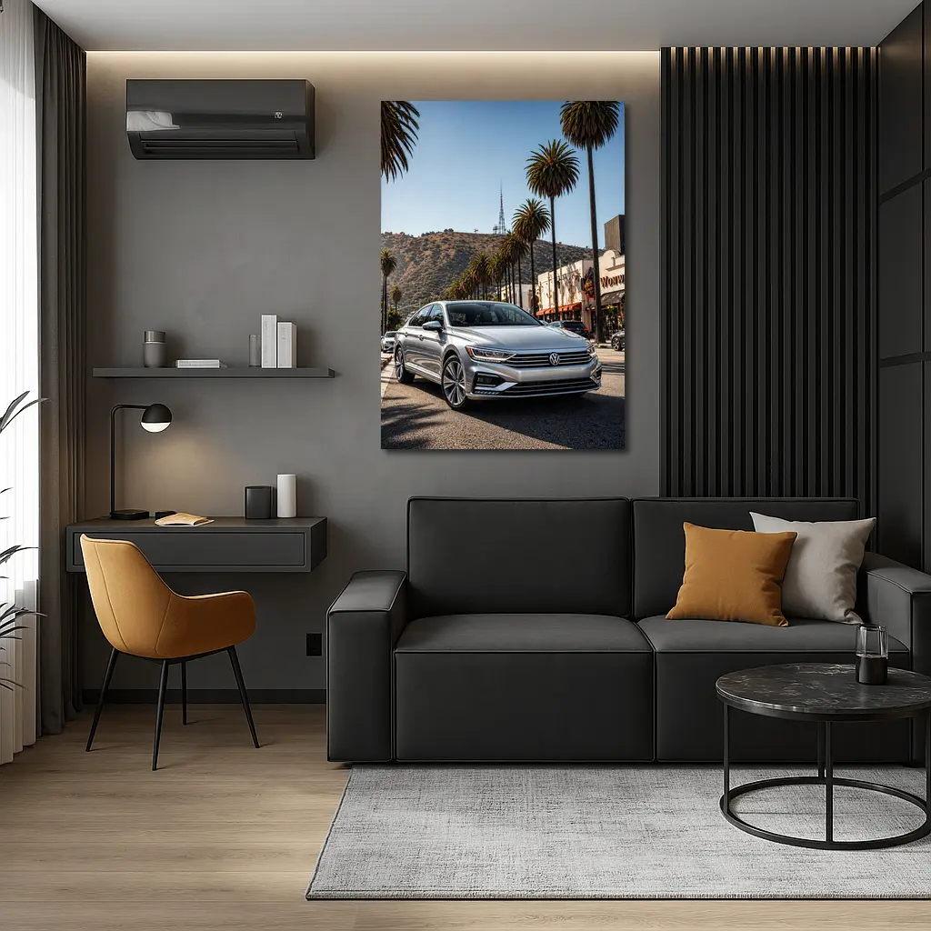 Volkswagen Passat Silver Los Angeles Palm Trees – Wall Art