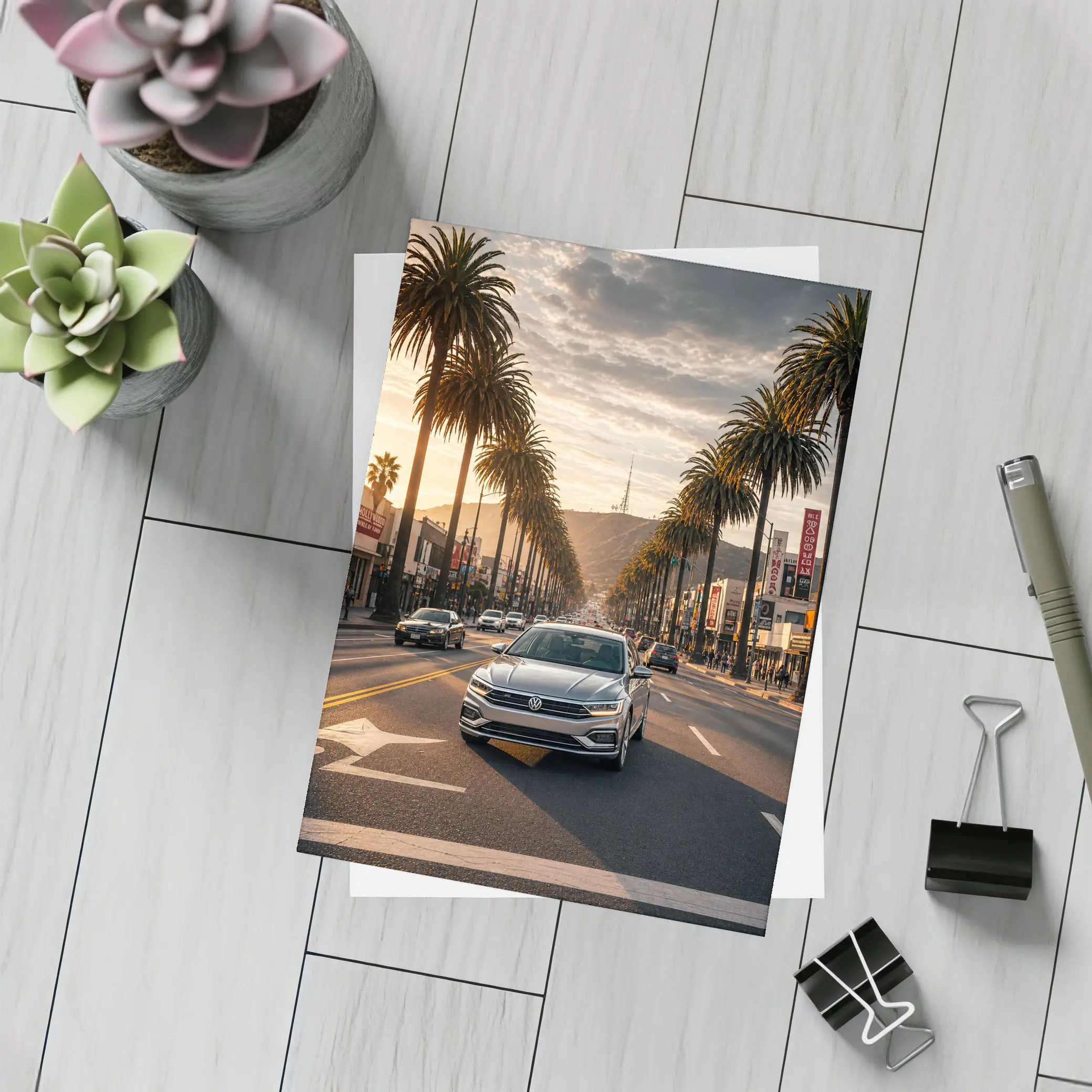 Volkswagen Passat Cruising Hollywood Boulevard Los Angeles – Postcards