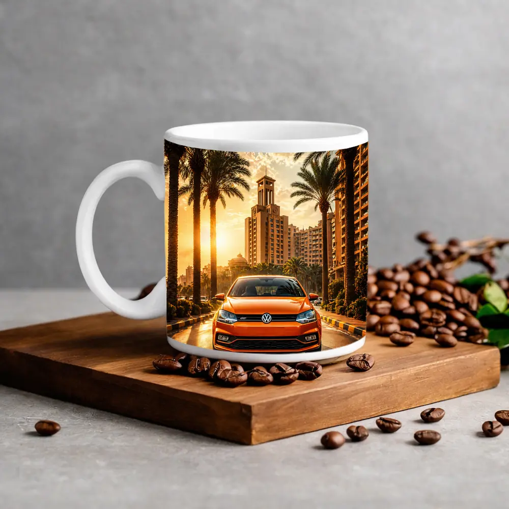 Volkswagen Polo Orange City Palm Trees – Mugs