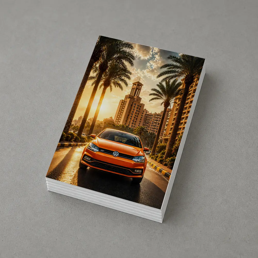 Volkswagen Polo Orange City Palm Trees – Postcards