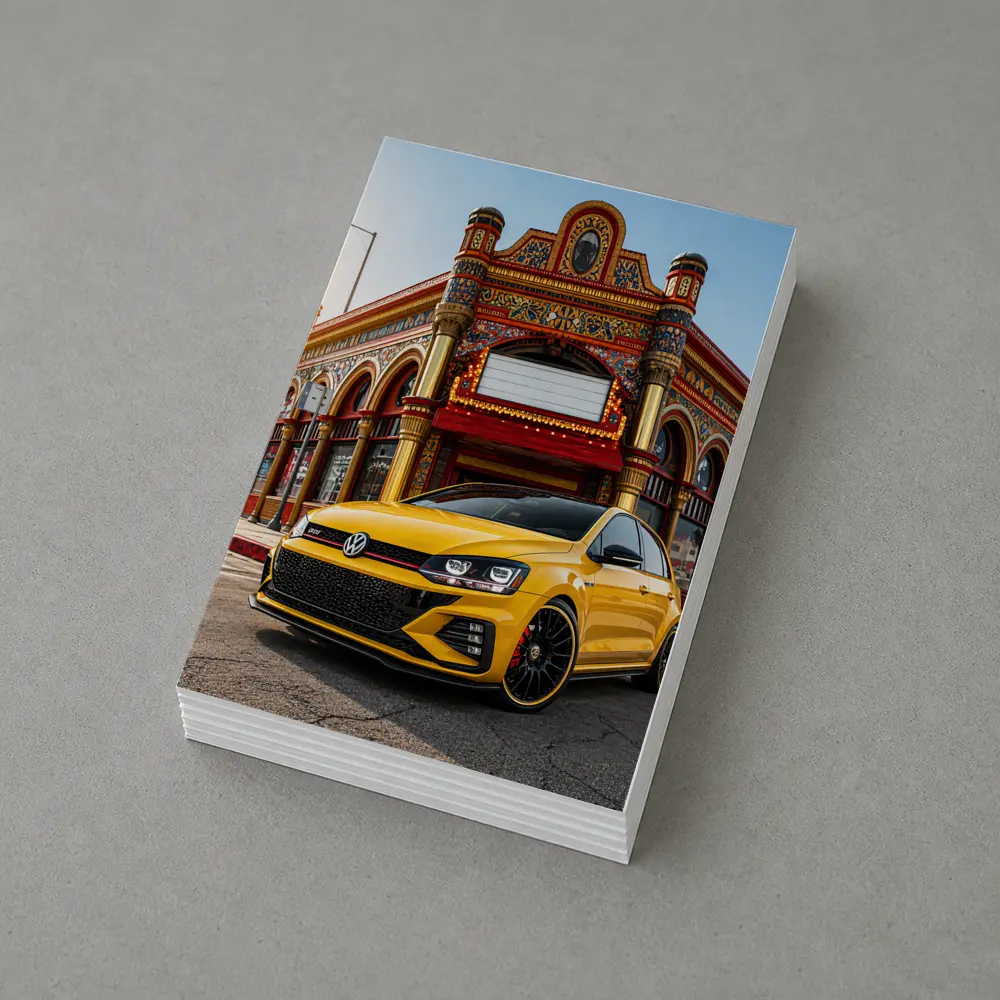 Volkswagen Golf GTI Yellow Urban Street Scene – Postcards