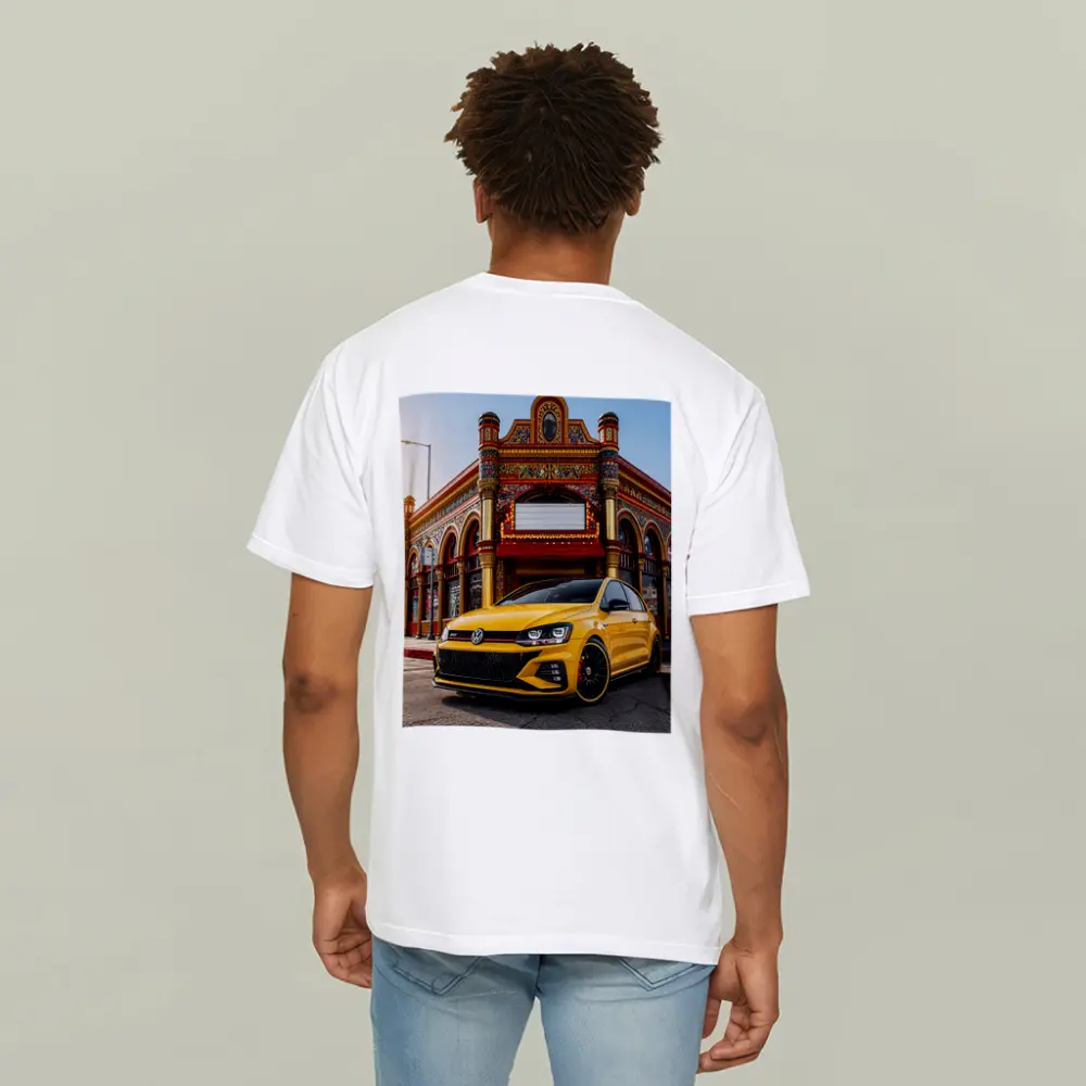 Volkswagen Golf GTI Yellow Urban Street Scene – T-Shirts