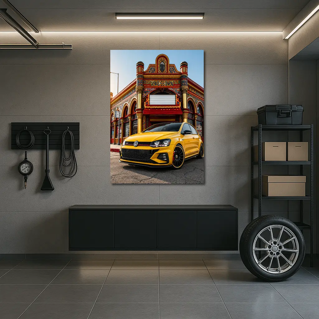 Volkswagen Golf GTI Yellow Urban Street Scene – Wall Art