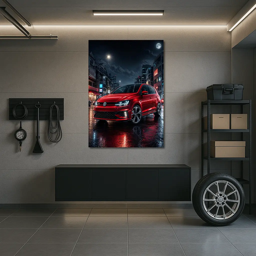 Volkswagen Polo GTI Red Night City Street – Wall Art