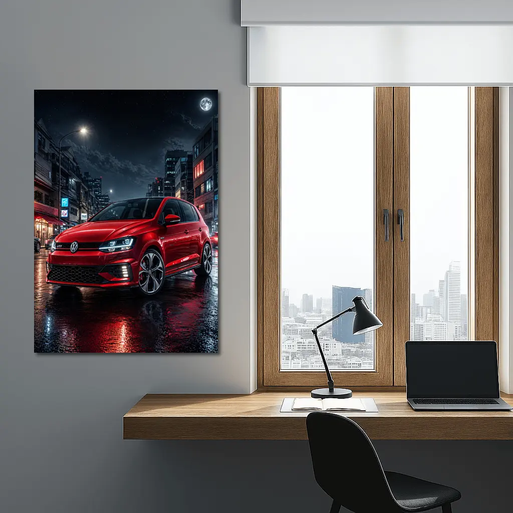 Volkswagen Polo GTI Red Night City Street – Wall Art