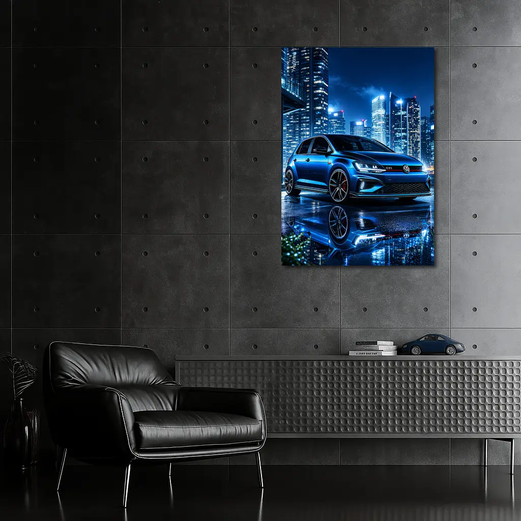 Volkswagen Golf GTI Blue City Night – Wall Art