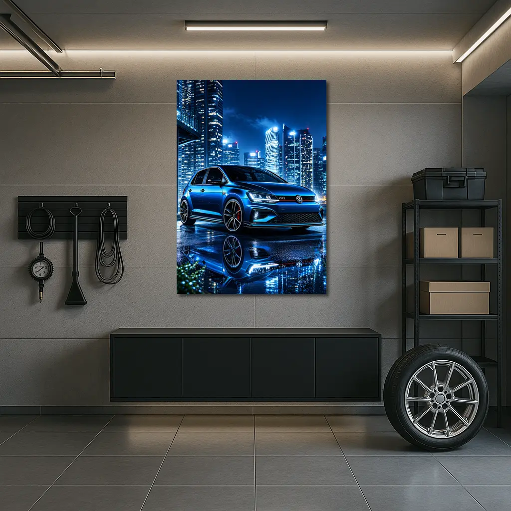 Volkswagen Golf GTI Blue City Night – Wall Art