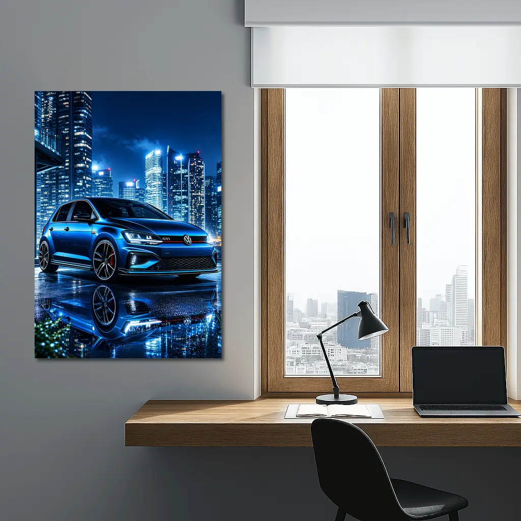 Volkswagen Golf GTI Blue City Night – Wall Art