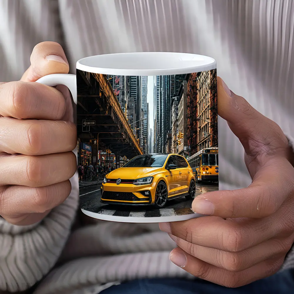 Volkswagen Golf GTI Yellow New York Street – Mugs