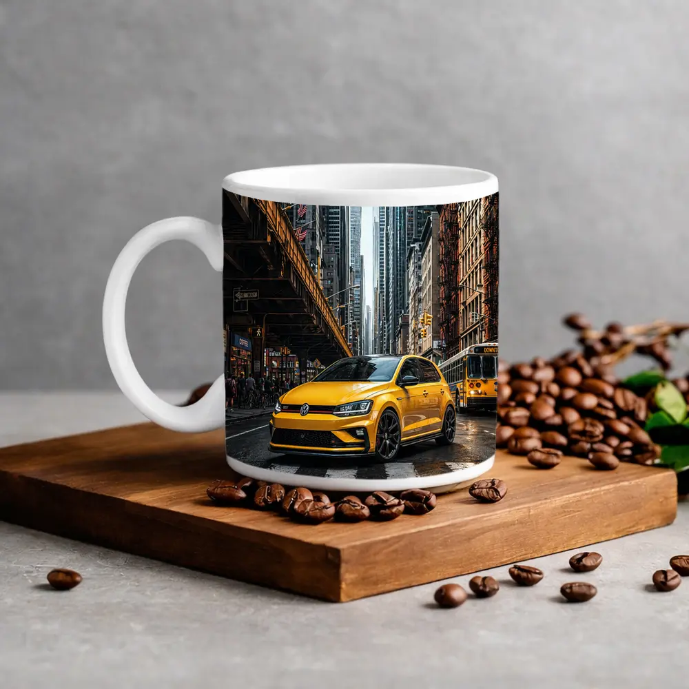Volkswagen Golf GTI Yellow New York Street – Mugs