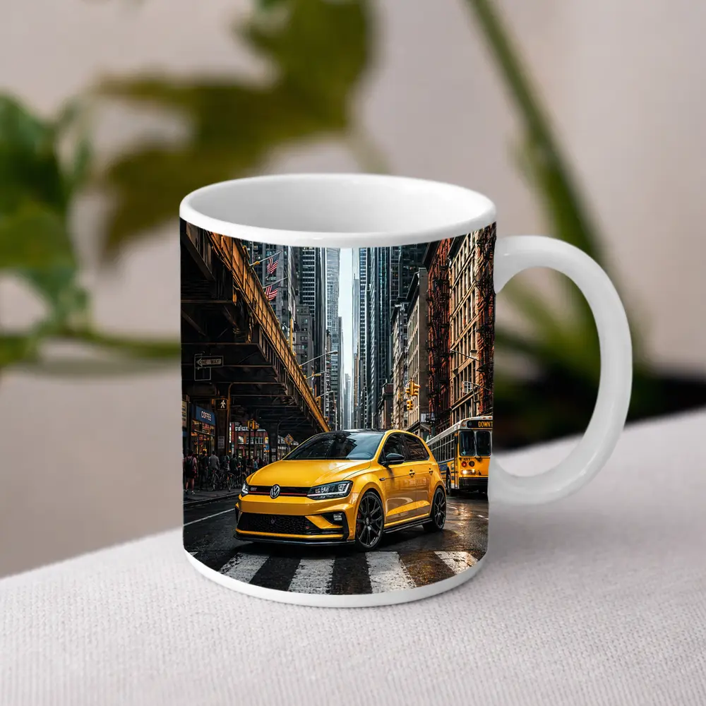 Volkswagen Golf GTI Yellow New York Street – Mugs