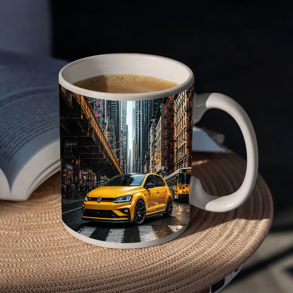 Volkswagen Golf GTI Yellow New York Street – Mugs