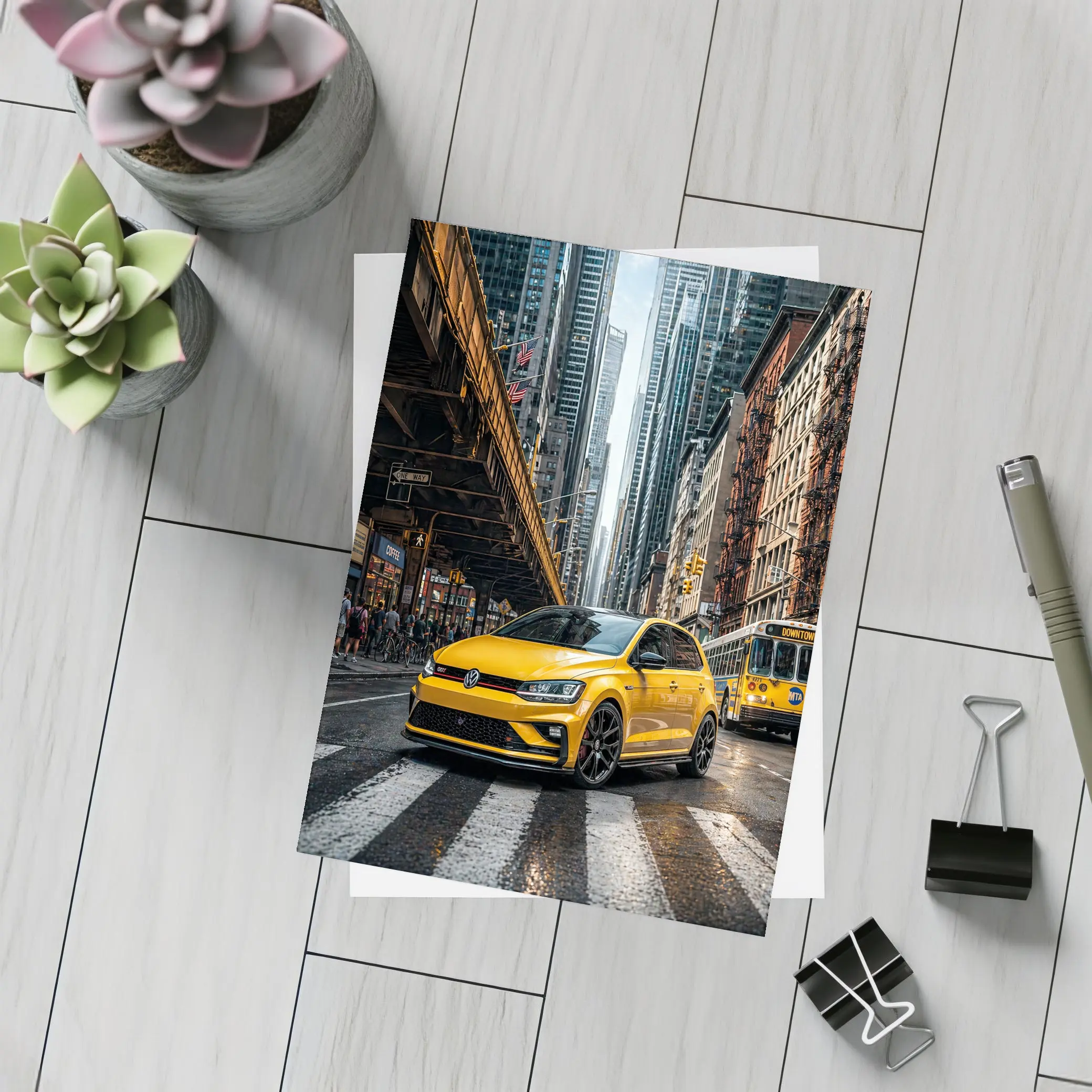 Volkswagen Golf GTI Yellow New York Street – Postcards