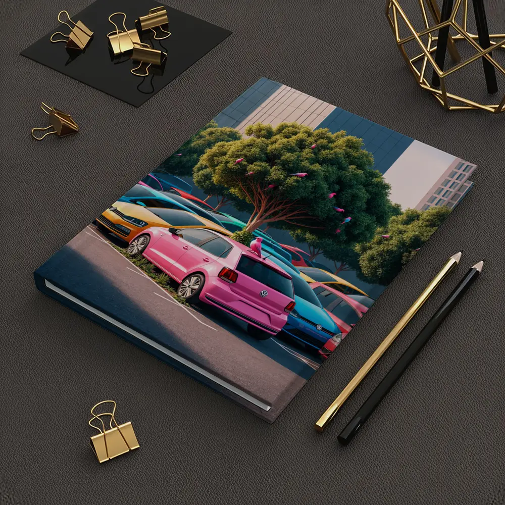 Colorful Volkswagen Polo Cars Urban Parking Lot – Notebooks