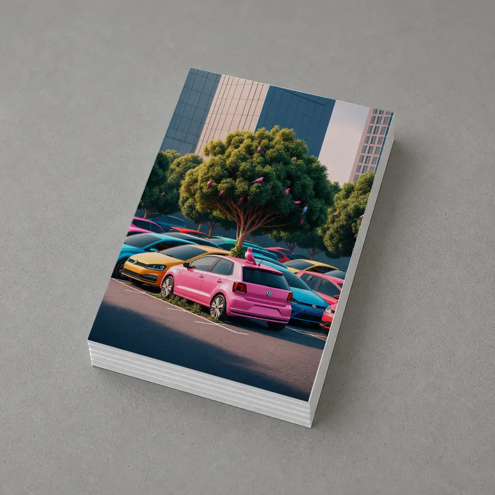 Colorful Volkswagen Polo Cars Urban Parking Lot – Postcards