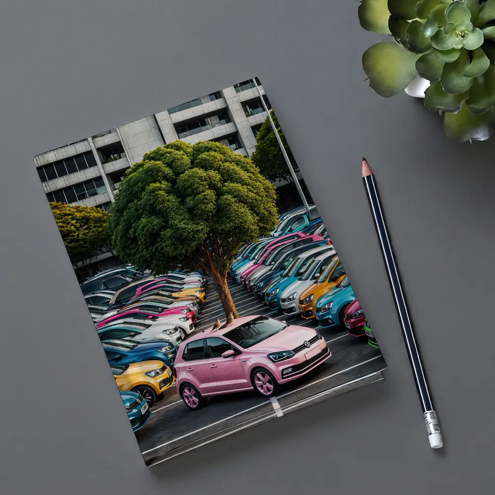 Volkswagen Polo Cars Colorful Urban Parking Lot – Notebooks