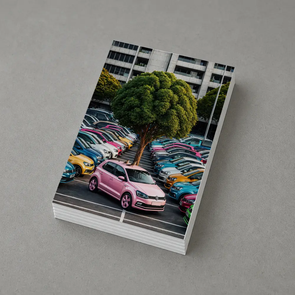 Volkswagen Polo Cars Colorful Urban Parking Lot – Postcards