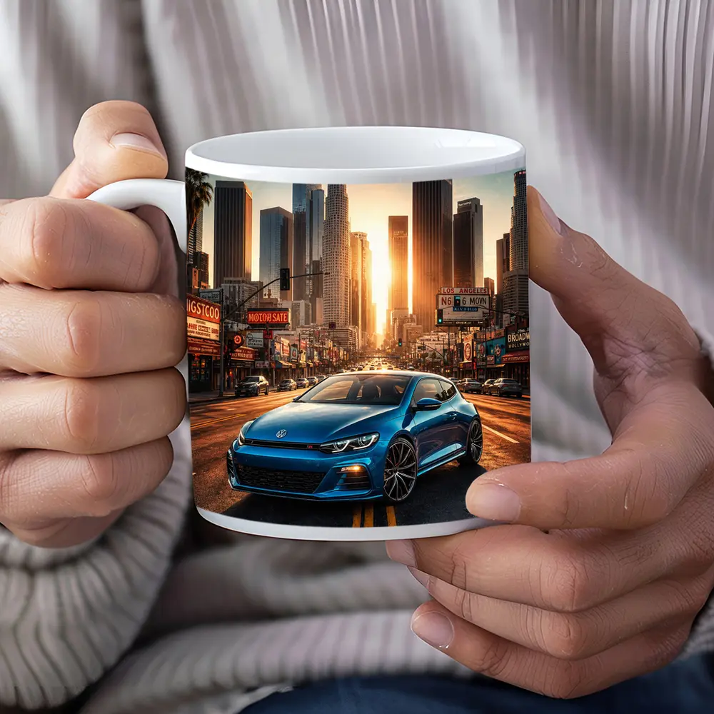 Volkswagen Scirocco Blue Los Angeles Sunset Street – Mugs