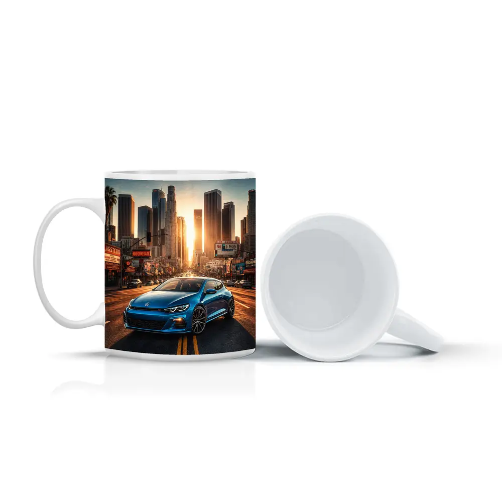 Volkswagen Scirocco Blue Los Angeles Sunset Street – Mugs