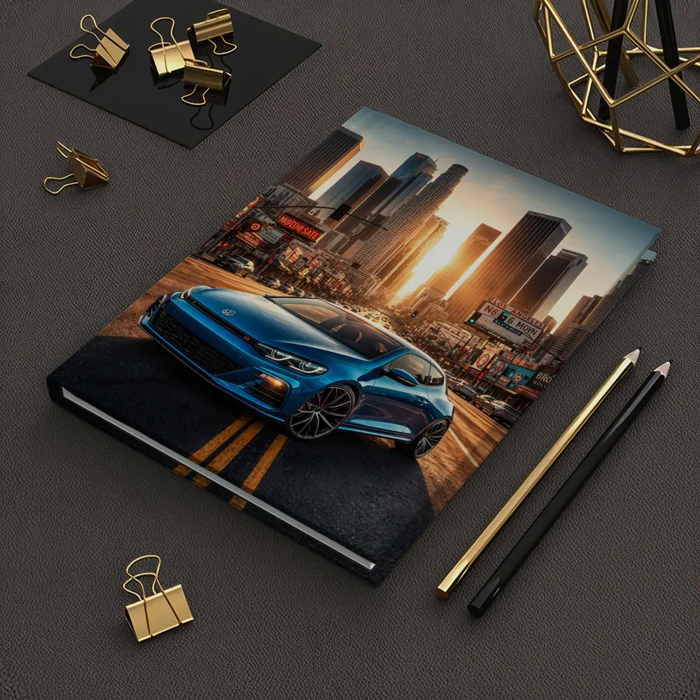 Volkswagen Scirocco Blue Los Angeles Sunset Street – Notebooks