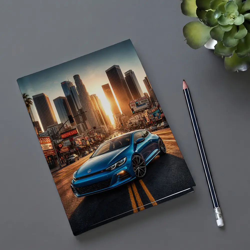 Volkswagen Scirocco Blue Los Angeles Sunset Street – Notebooks