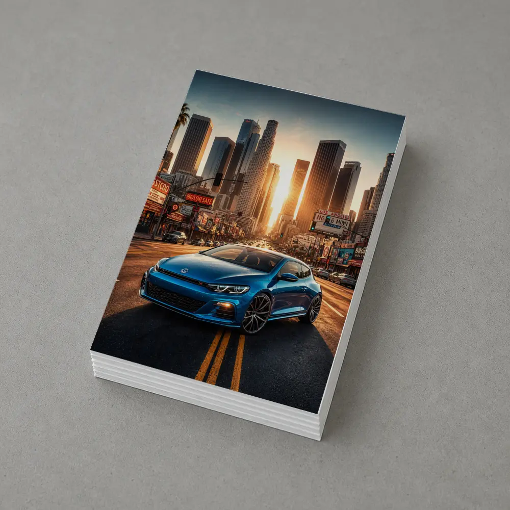 Volkswagen Scirocco Blue Los Angeles Sunset Street – Postcards