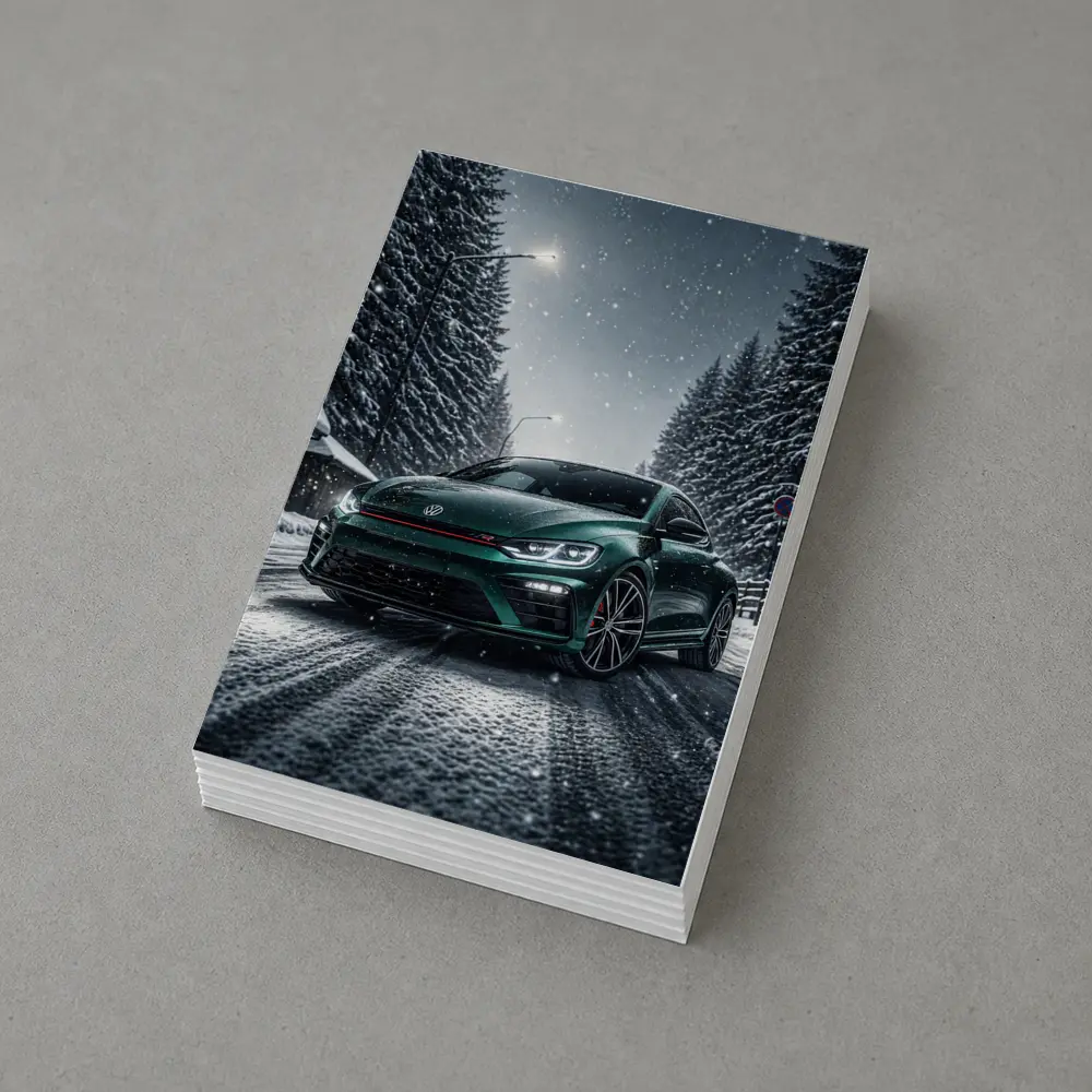 Volkswagen Scirocco R Dark Green Snow Night – Postcards