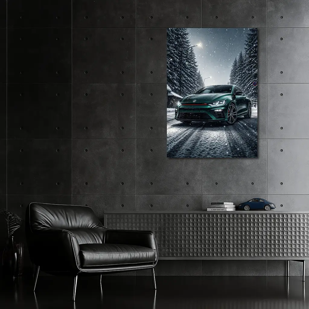 Volkswagen Scirocco R Dark Green Snow Night – Wall Art