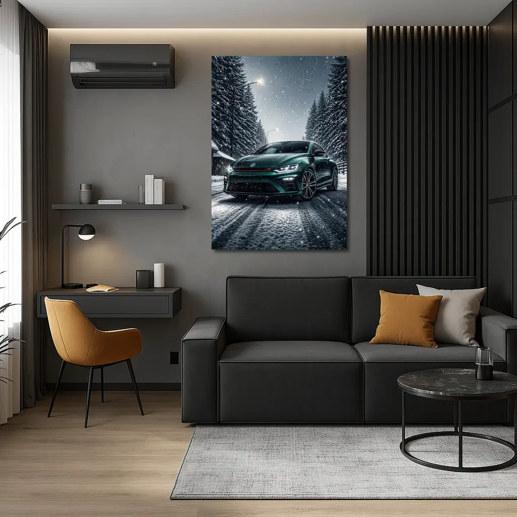 Volkswagen Scirocco R Dark Green Snow Night – Wall Art