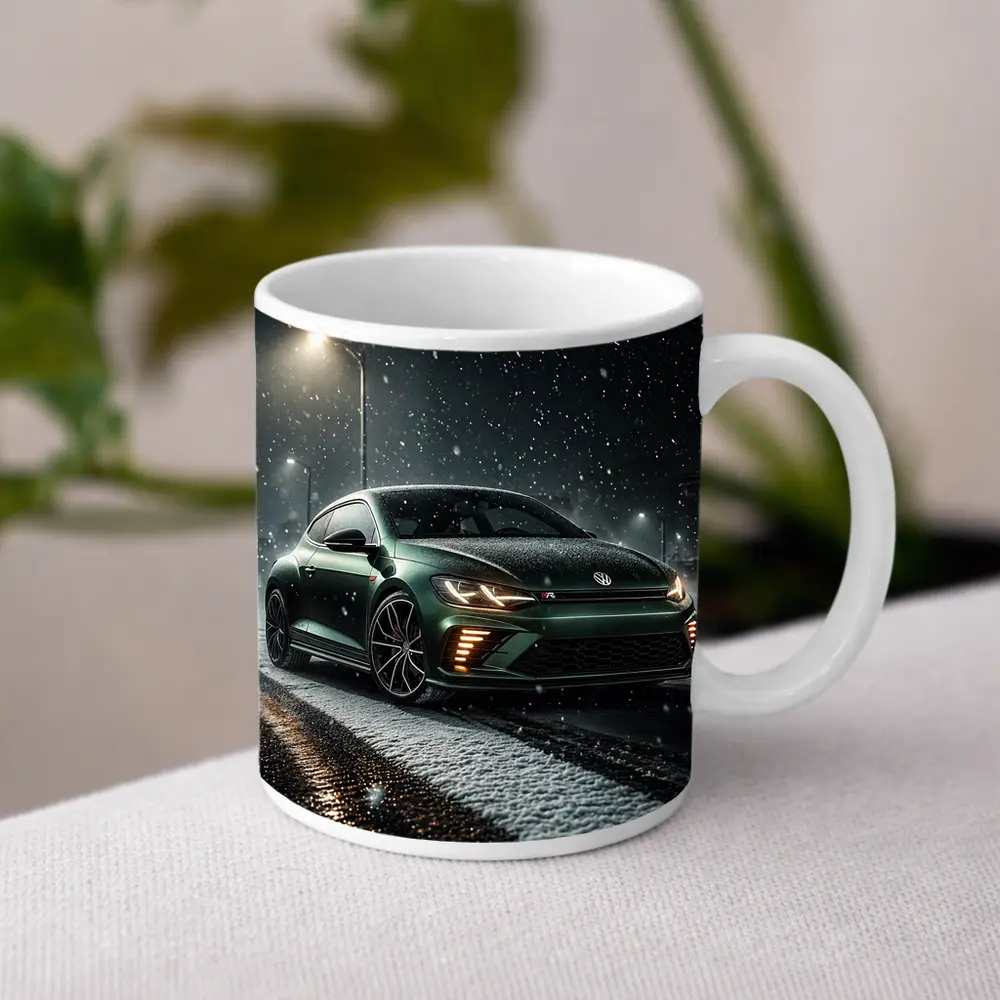Volkswagen Scirocco R Dark Green Snow Night – Mugs