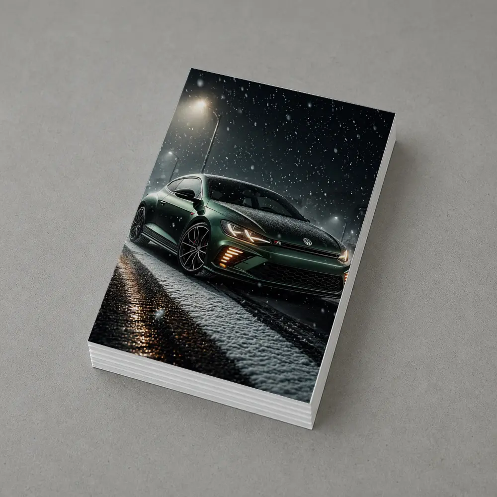Volkswagen Scirocco R Dark Green Snow Night – Postcards