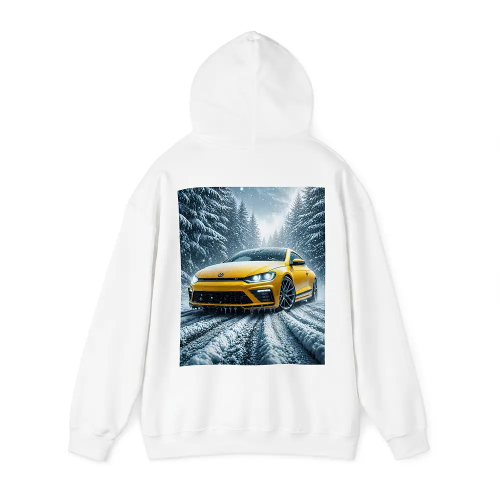 Volkswagen Scirocco Yellow Car Snowy Forest Road – Hoodies
