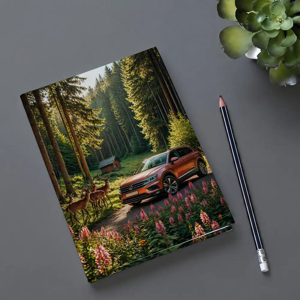 Volkswagen Touareg Orange SUV Forest Deer – Notebooks