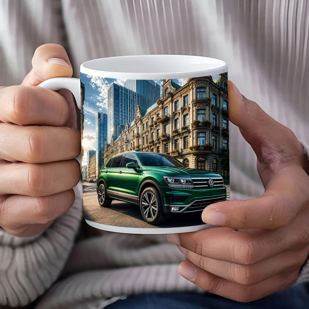 Volkswagen Tiguan Green SUV City Street – Mugs