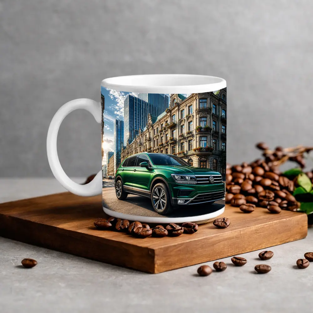 Volkswagen Tiguan Green SUV City Street – Mugs
