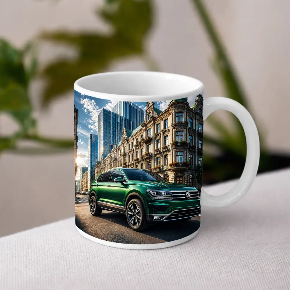 Volkswagen Tiguan Green SUV City Street – Mugs
