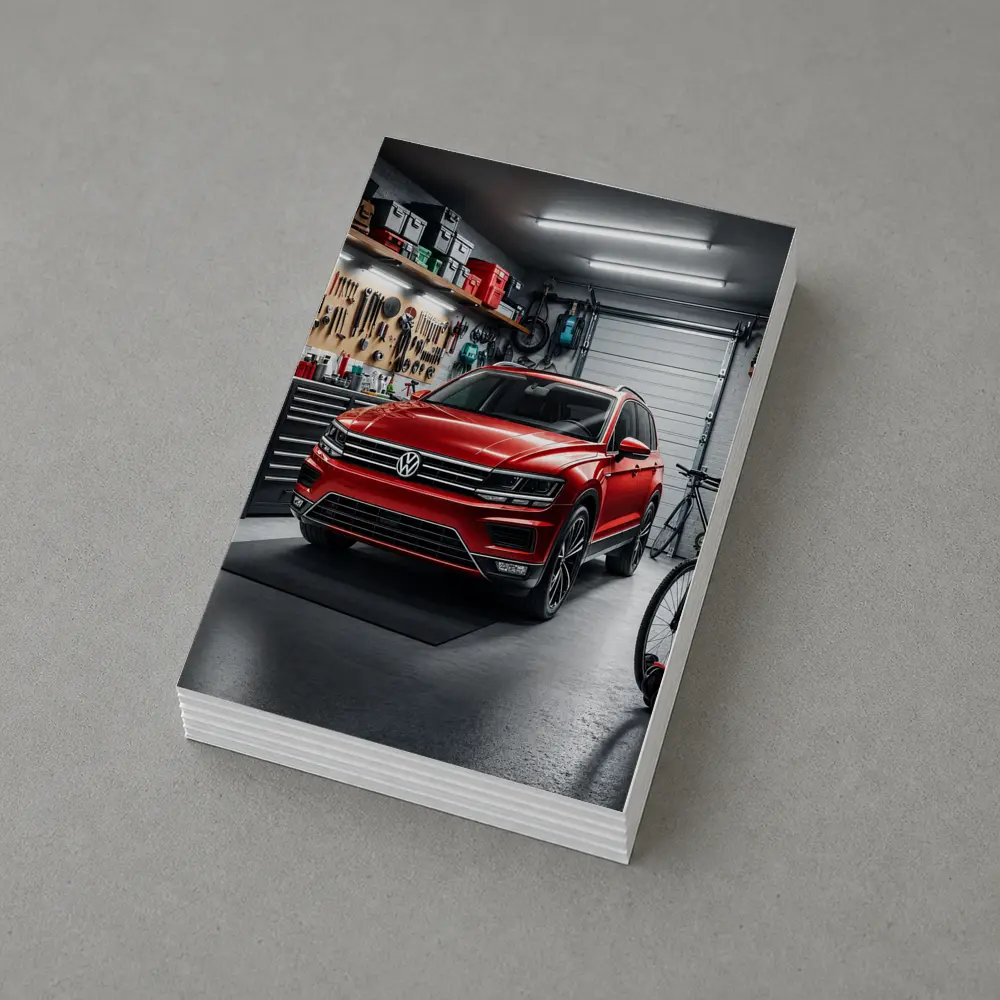 Volkswagen Tiguan Red SUV Garage Scene – Postcards