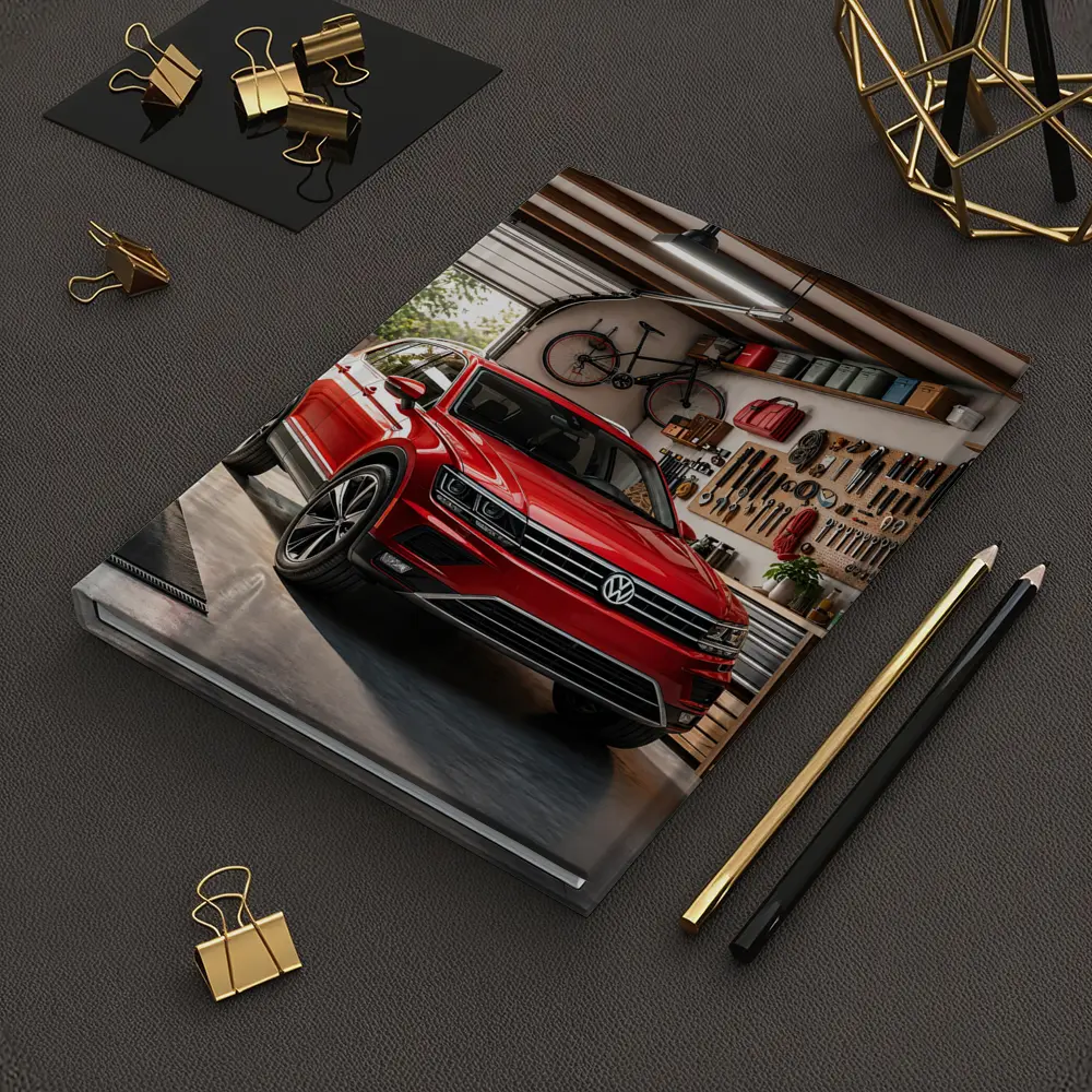 Volkswagen Tiguan Red SUV Garage Setting – Notebooks