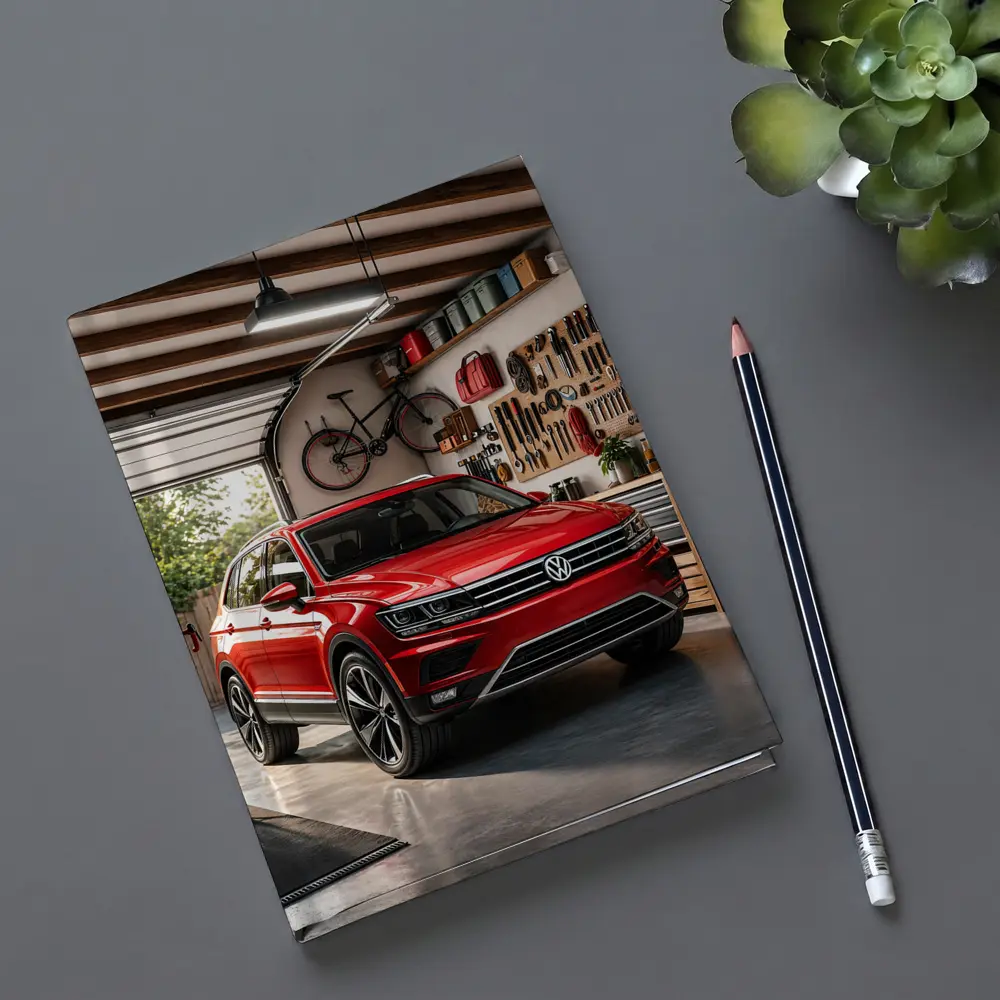 Volkswagen Tiguan Red SUV Garage Setting – Notebooks