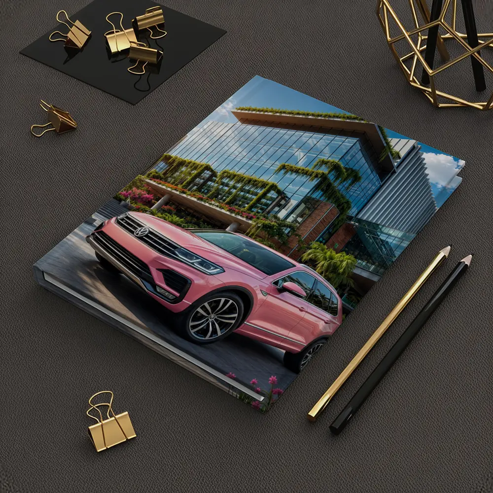 Pink Volkswagen Touareg SUV Modern Building – Notebooks