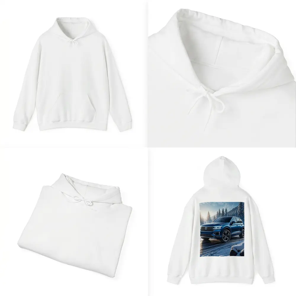 Volkswagen Touareg Blue SUV Snowy Forest – Hoodies