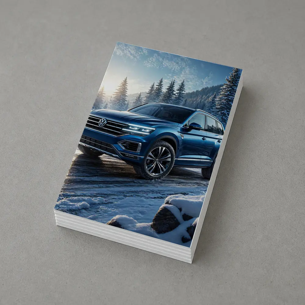 Volkswagen Touareg Blue SUV Snowy Forest – Postcards