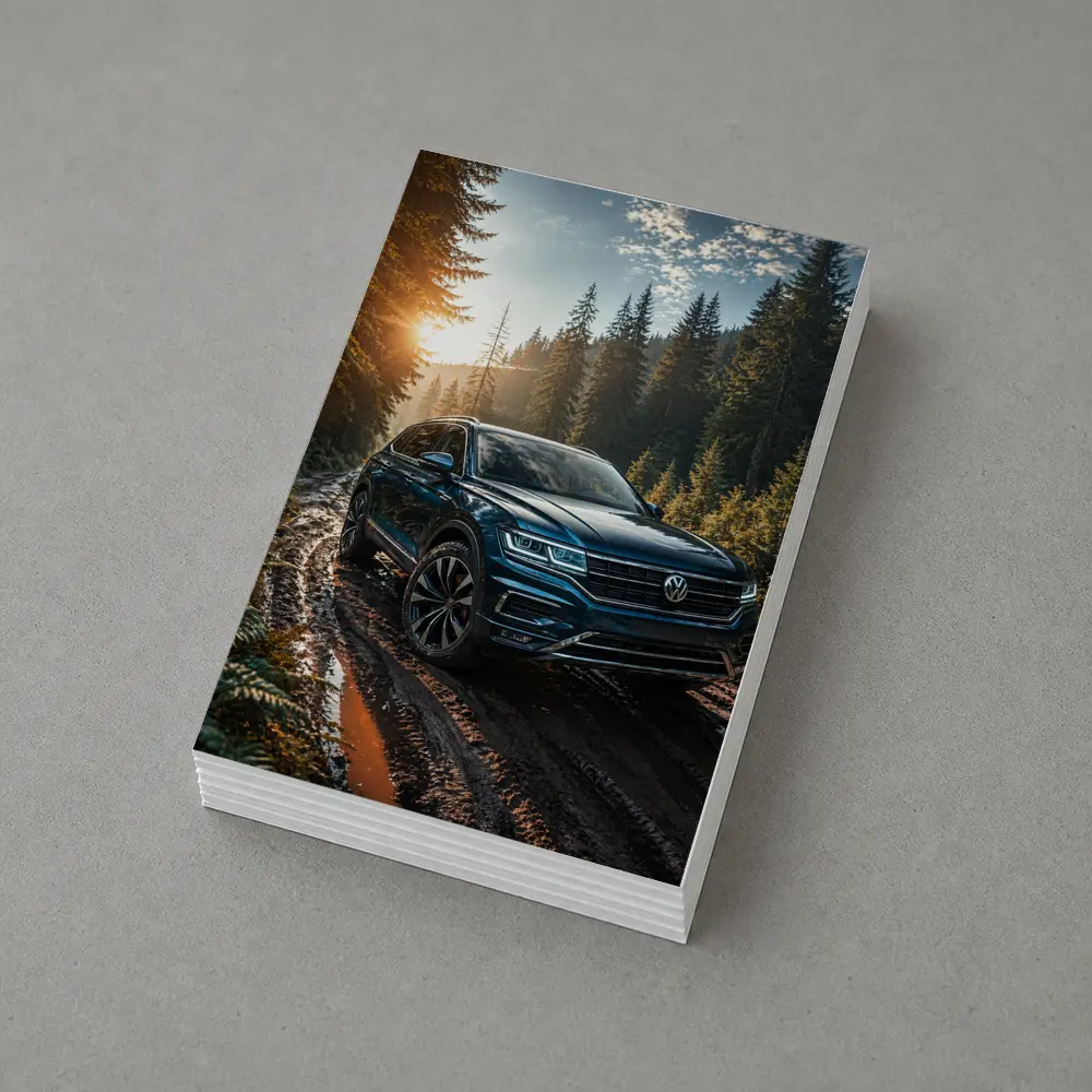 Volkswagen Touareg SUV Forest Trail Sunset – Postcards