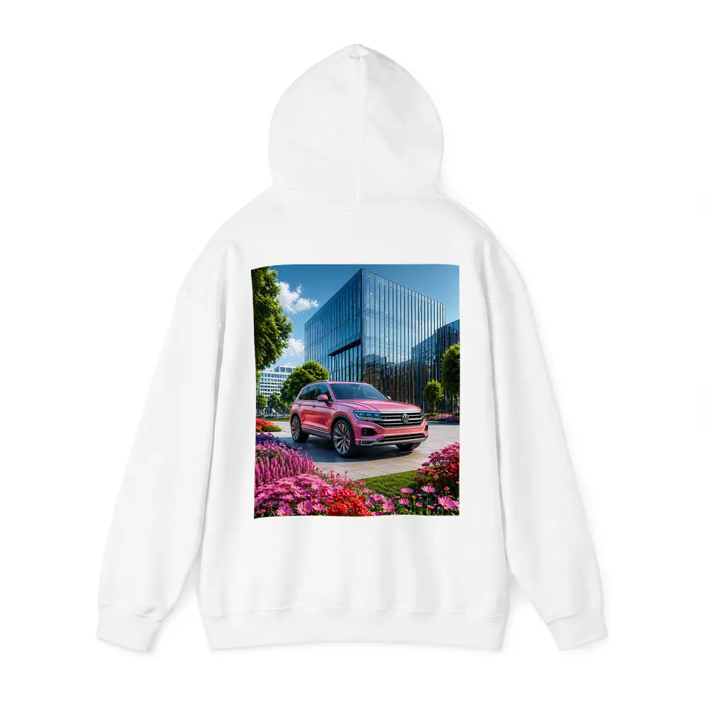Volkswagen Touareg Pink SUV Modern Building – Hoodies