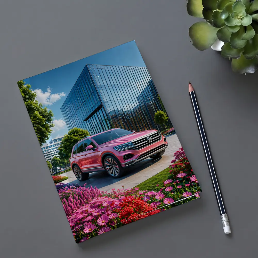 Volkswagen Touareg Pink SUV Modern Building – Notebooks