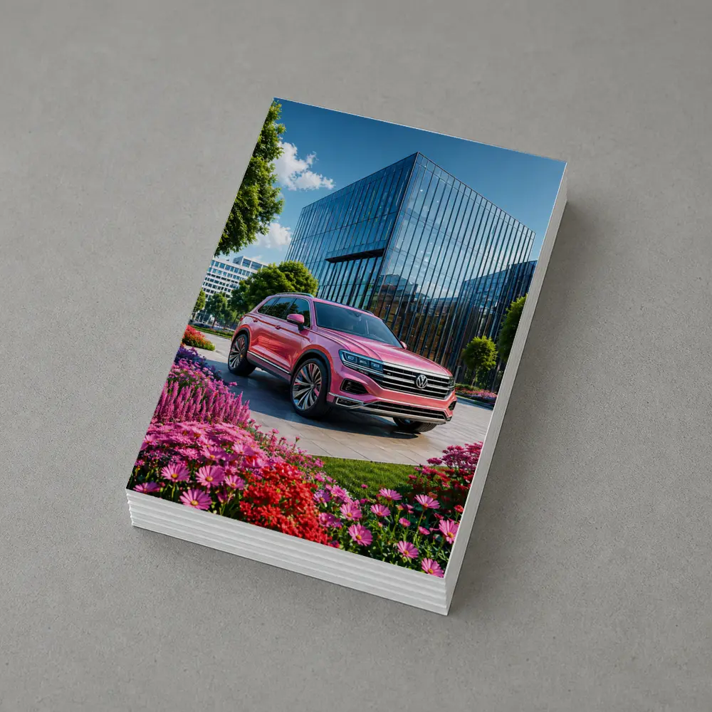 Volkswagen Touareg Pink SUV Modern Building – Postcards