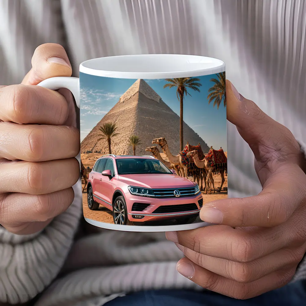 Volkswagen Touareg Pink SUV Egypt Pyramids – Mugs